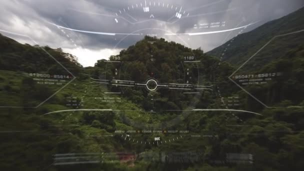 Вид Воздуха Кабины Истребителя Летящего Густом Тропическом Лесу Каньон Горы — стоковое видео