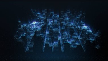 3D Görüntüleme Dijital Siber Şehir Parçacıkları HUD Arkaplan