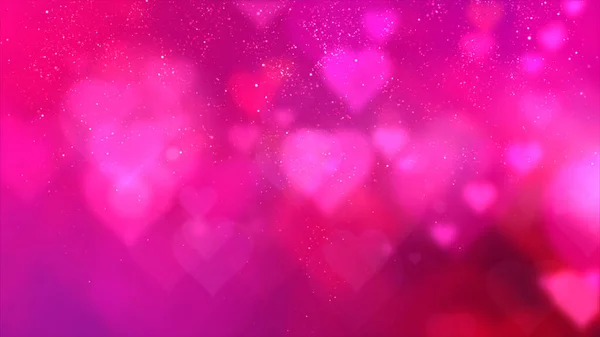 Red Valentine Fließende Herzen Und Funkelnde Teilchen Hintergrund — Stockfoto