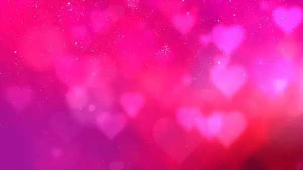Vermelho Valentine Fluindo Corações Partículas Cintilantes Fundo — Fotografia de Stock