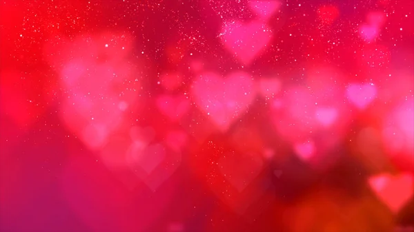 Valentijn Stromende Harten Sprankelende Deeltjes Achtergrond — Stockfoto