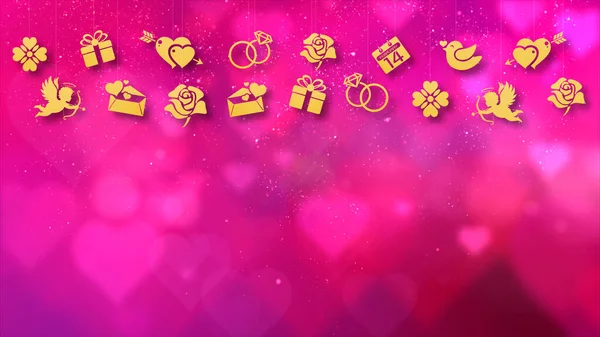 Happy Valentine Thema Decoratie Beweging Deeltjes Animatie Met Drop Grafische — Stockfoto