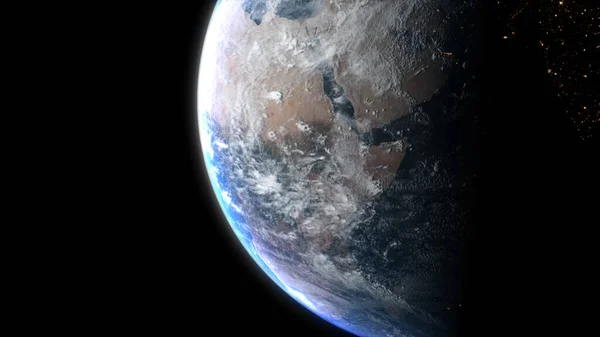 Ilustrație Cinematografică Planetei Pământul Ridică Rotație Din Partea Noapte Partea — Fotografie, imagine de stoc