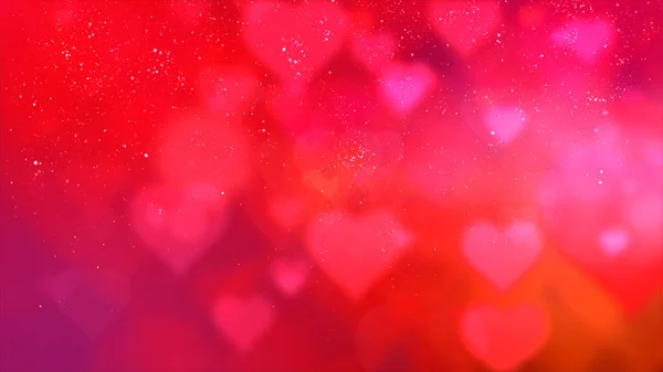 Valentine Fließende Herzen Und Funkelnde Teilchen Hintergrund — Stockfoto