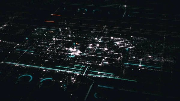 3Dイラスト 未来的なデジタルマトリックス粒子グリッド仮想現実抽象サイバー空間環境 — ストック写真