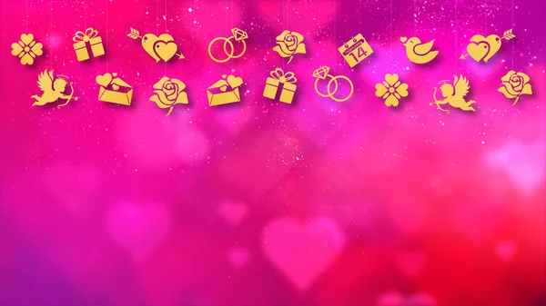 Happy Valentine Tema Dekorasjon Bevegelse Partikler Animasjon Med Slipp Ned – stockfoto