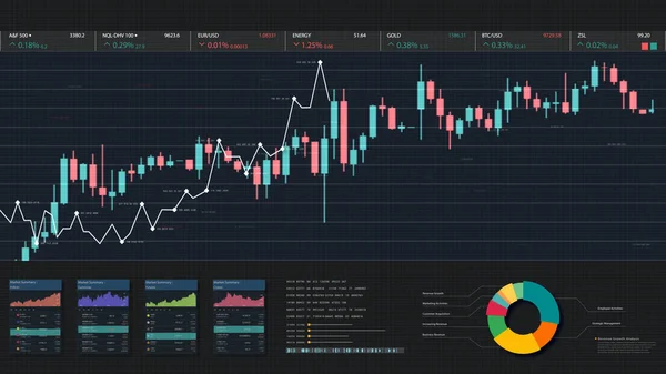 Бизнес Фондовый Рынок Торговля Информационная Графика Анимированными Графиками Графиками Цифрами — стоковое фото