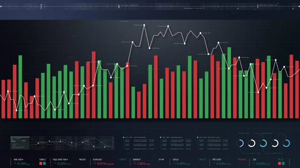 Affärsbörs Handel Info Grafik Med Animerade Grafer Diagram Och Siffror — Stockfoto