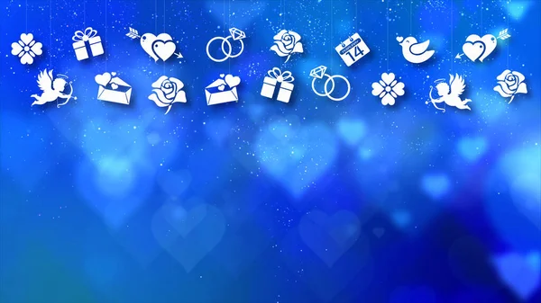 Happy Valentine Theme Decoration Motion Particles Animation Drop Graphic Icons — Stock Photo, Image