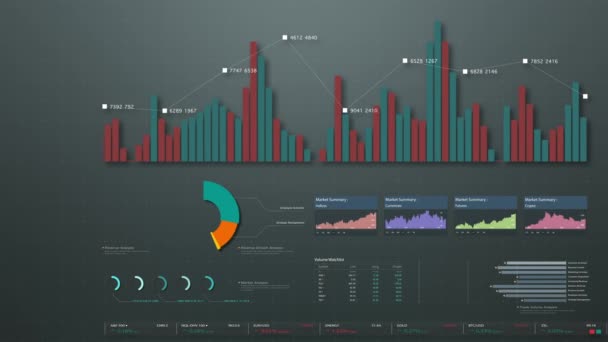 Gráficos Interactivos Gráficos Animados Perspectivas Basadas Datos Una Pantalla Monitor — Vídeos de Stock