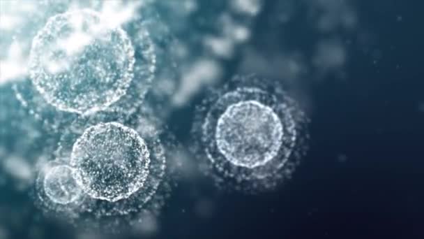 Macro Simulation Microscopic Cells Organism Floating Liquid Virology Concept — Stock Video