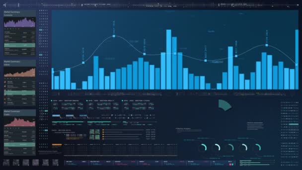 Бізнес Фондовий Ринок Торгівля Інформаційна Графіка Анімованими Графами Діаграмами Даними — стокове відео