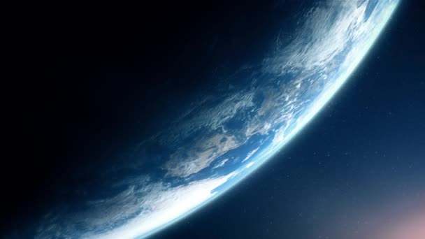 Filmowa Symulacja Wynurzająca Się Prędkości Światła Zbliżającej Się Planety Ziemia — Wideo stockowe