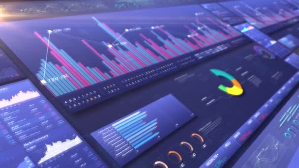 Grafica Interattiva Grafici Animati Approfondimenti Basati Sui Dati Monitor Modello — Video Stock