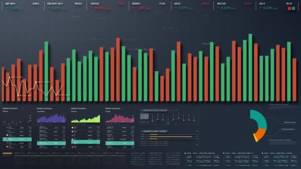 Gráficos Interactivos Gráficos Animados Perspectivas Basadas Datos Una Pantalla Monitor — Vídeo de stock