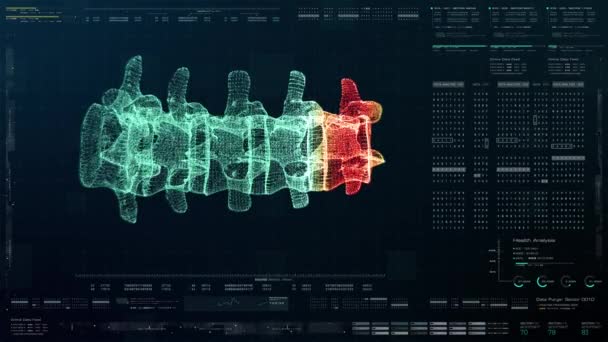 Futuristický Biomedicínský Koncept Předběžného Holografického Skenování Páteře Pacienta Pro Zobrazení — Stock video