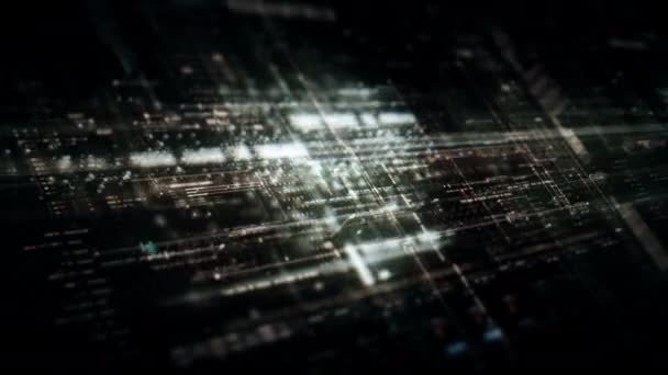 Ruang Cyber Imersif Dengan Partikel Matriks Abstrak Gerak Menawan Membentuk — Stok Video