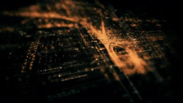 Погружающееся Киберпространство Захватывающими Абстрактными Частицами Матрицы Движения Образующими Гипнотизирующую Сетку — стоковое видео