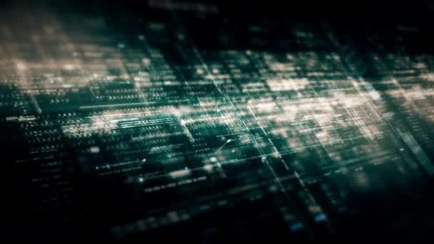Immersiver Cyber Raum Mit Faszinierenden Bewegungsabstrakten Matrix Nexus Teilchen Die — Stockvideo