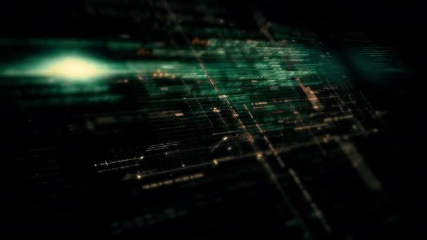 Immersiver Cyber Raum Mit Faszinierenden Bewegungsabstrakten Matrix Nexus Teilchen Die — Stockvideo