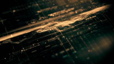 Gelişmiş veri matrisi, Telemetri ve şifreleme numaraları simülasyon kullanıcı arayüzü görüntüsü siber uzayın soyut odak kaybı ortamı arkaplanı