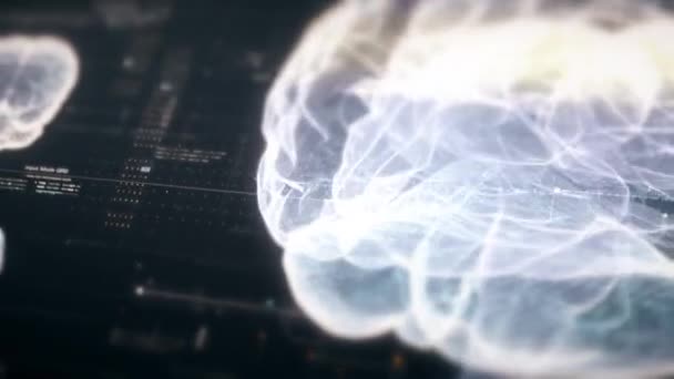 Futuristický Biomedicínský Koncept Lékaře Používajícího Předem Holografický Sken Pacientovy Mozkové — Stock video