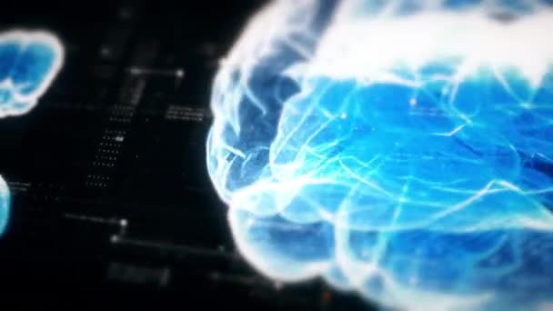 Futurystyczna Koncepcja Biomedyczna Lekarza Używającego Zaawansowanego Holograficznego Skanowania Patologii Neuronów — Wideo stockowe
