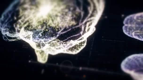Futuristický Biomedicínský Koncept Lékaře Používajícího Předem Holografický Sken Pacientovy Mozkové — Stock video