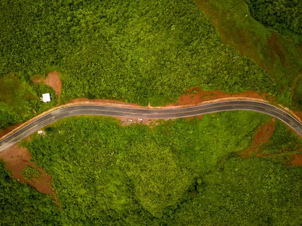 Logistic Concept Aerial View Countryside Road Motorway Passing Serene Lush — Stock Photo, Image