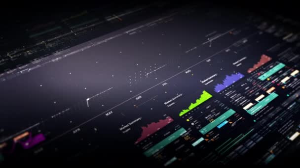 Бизнес Фондовый Рынок Торговля Информационная Графика Анимированными Графиками Графиками Цифрами — стоковое видео