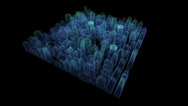 Illustration Futuristisk Stad Bred Global Kommunikation Bredband Internetanslutningar Overlay City — Stockvideo