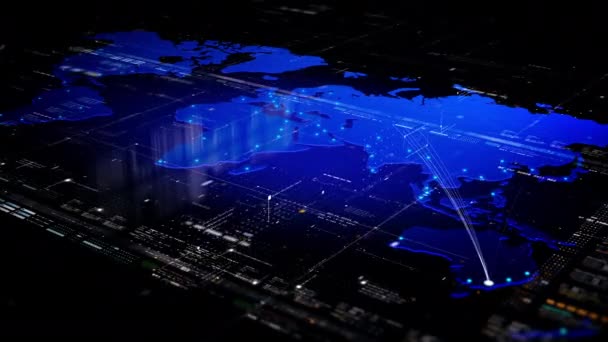 Глобальне Сполучення Канберрою Австралія Іншими Великими Містами Світу Технології Мережеве — стокове відео