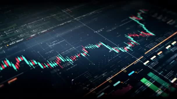 Бізнес Фондовий Ринок Торгівля Інформаційна Графіка Анімованими Графами Діаграмами Даними — стокове відео
