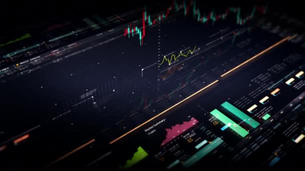 Business Stock Market Trading Info Graphic Animated Graphs Charts Data — Stock Video