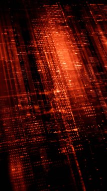 Gelecekçi soyut odak kaybı veri matrisi, meta, metaverse, telemetri ve sayıların siber uzay ortamındaki parçacıklar simülasyonunda baş ekran arkaplanı için şifrelenmesi