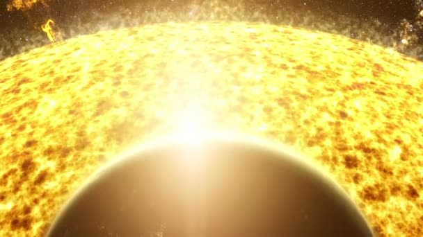 垂直フォーマット 太陽を通過する惑星地球の魅惑的な動きグラフィックビジュアルは 部分的に太陽の輝きを曖昧にする日食を引き起こします — ストック動画