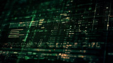 Birbirine bağlı veri matrisi bilgi ağları arka planının dinamik ve sürükleyici bir görüntüsüne sahip ileri teknoloji dijital ortamına sahip veri matrisi simülasyonu UI