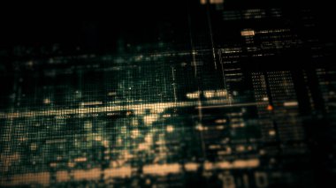 Birbirine bağlı veri matrisi bilgi ağları arka planının dinamik ve sürükleyici bir görüntüsüne sahip ileri teknoloji dijital ortamına sahip veri matrisi simülasyonu UI