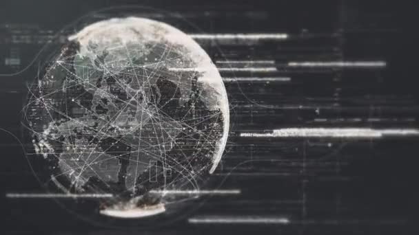 Futuristická Digitálně Generovaná Holografická Planeta Země Smyčce 360 Stupňové Rotace — Stock video