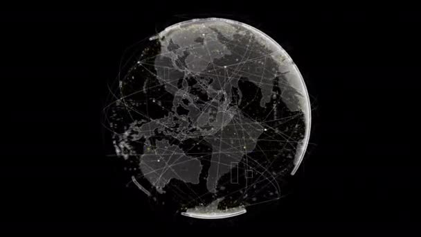 未来数字生成的全息行星地球在360度旋转的循环中 用于前置显示和用户界面设计 — 图库视频影像