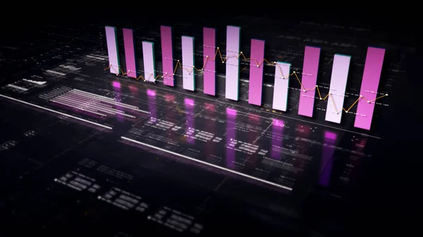 Prezentacja Biznesowa Infografiką Giełdową Wykresy Wykresy Ekranie Monitora Dostarczają Wnikliwej — Zdjęcie stockowe
