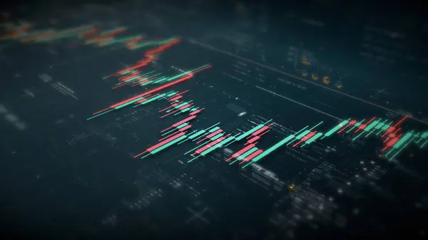 Geschäftspräsentation Mit Börsenhandel Infografik Diagramme Und Diagramme Auf Dem Bildschirm — Stockfoto