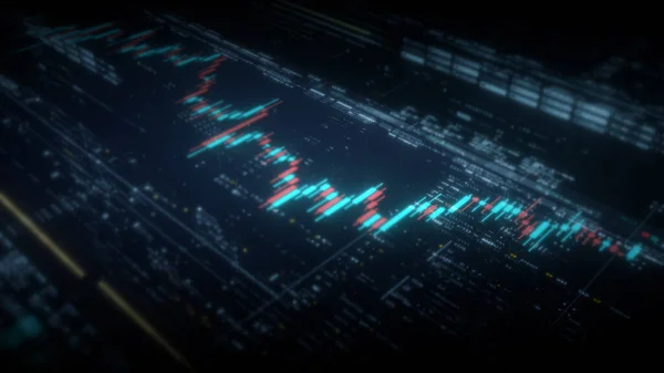 Geschäftspräsentation Mit Börsenhandel Infografik Diagramme Und Diagramme Auf Dem Bildschirm — Stockfoto