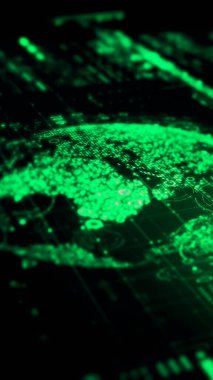 Gelişmiş veri matrisi simülasyon UI 'si, birbirine bağlı veri matrisi bilgi ağlarının dinamik ve sürükleyici bir görüntüsüyle son teknoloji dijital ortama sahip.