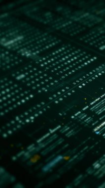 Gelişmiş veri matrisi simülasyon UI 'si, birbirine bağlı veri matrisi bilgi ağlarının dinamik ve sürükleyici bir görüntüsüyle son teknoloji dijital ortama sahip.