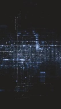 Gelişmiş veri matrisi, Telemetri ve şifreleme numaraları simülasyon kullanıcı arayüzü görüntüsü siber uzayın soyut odak kaybı ortamı arkaplanı