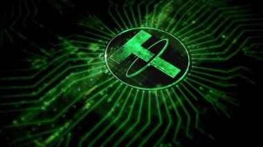 Gelişmiş kripto para birimi ve şifreleme teknolojisini vurgulayan gelecekçi dijital arkaplan, blockchain ağları ve güvenli kriptografik sistemler içeriyor: