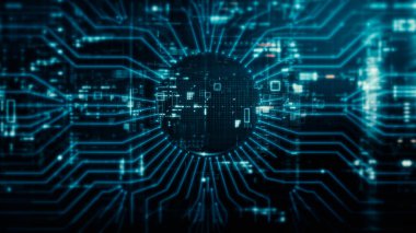 Gelişmiş kripto para birimi ve şifreleme teknolojisini vurgulayan gelecekçi dijital arkaplan, blockchain ağları ve güvenli kriptografik sistemler içeriyor: