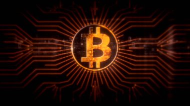 Gelişmiş kripto para birimi ve şifreleme teknolojisini vurgulayan gelecekçi dijital arkaplan, blockchain ağları ve güvenli kriptografik sistemler içeriyor: Bitcoin