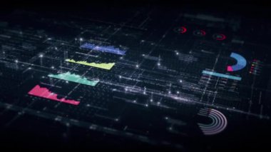 Gelecekçi ekran görüntüleme matrisi, yüksek teknolojili dijital veri uzaktan ölçümü, bilgisayar masaüstü ekranı için dinamik arkaplan görüntüsü